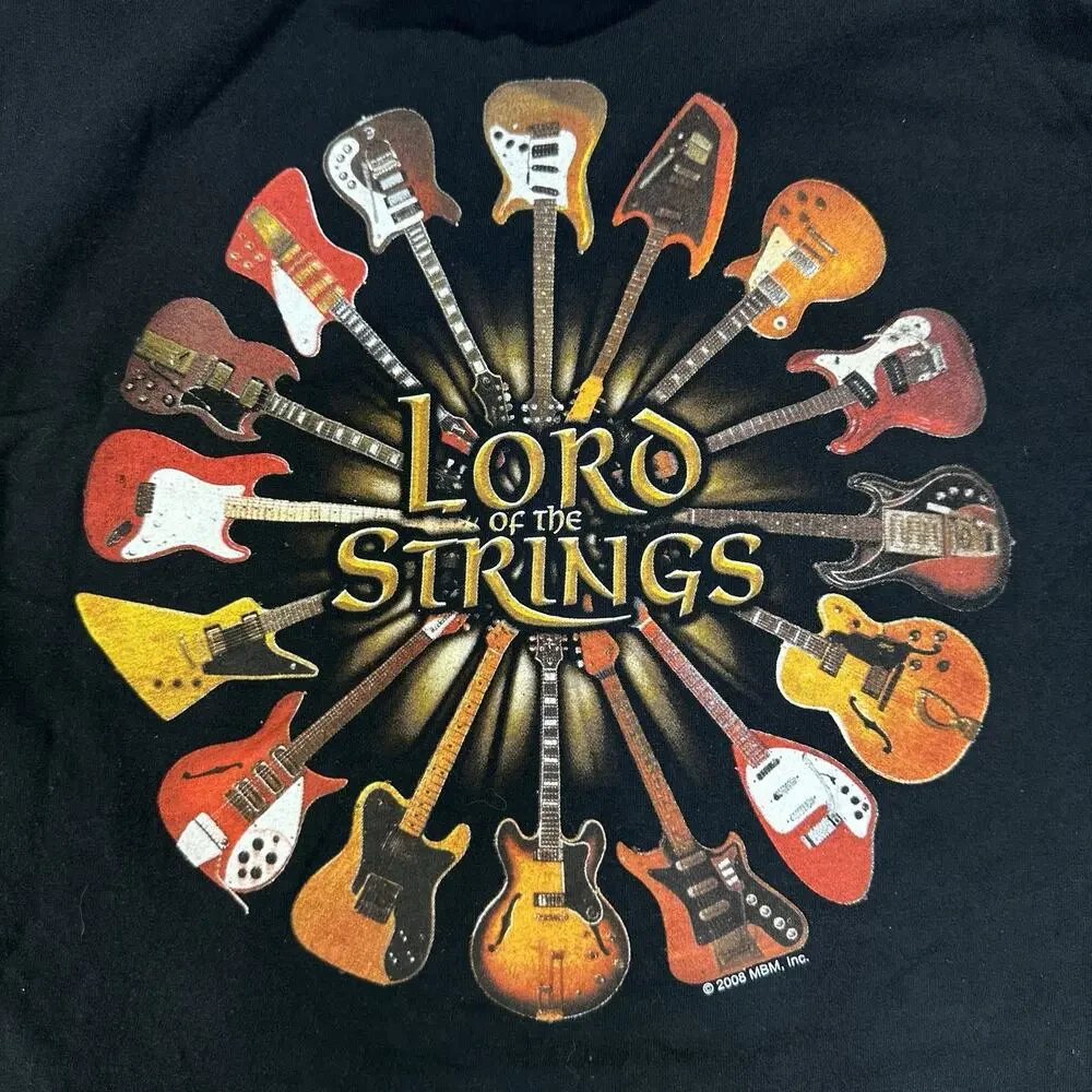 VINTAGE Lord Of The Strings 2008 Black T-shirt Men’s Size Small Electric Guitar